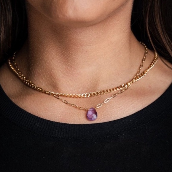 Floating Amethyst Crystal Gemstone Necklace - Picture 7 of 10